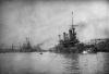 Эскадренный броненосец Петропавловск в Восточном бассейне Порт-Артура, 1904 год. На заднем плане - Полтава.jpg