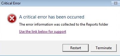 The following error has occurred